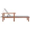 Sun Lounger in Poly Rattan and Solid Acacia Wood Grey
