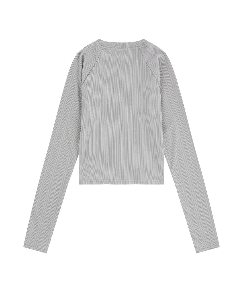 EASY NO EASY Ribbed Crop Long Sleeve - Grey