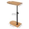 C-Shaped Side Table – Adjustable Height Bamboo & Iron Sofa Table with 360° Rotation – 88 lbs Load Capacity – Natural Wood & Black