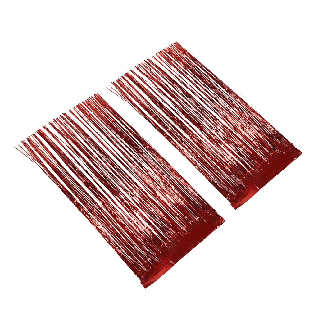 2pcs Foil Fringe Curtain Fringe Backdrop for Wedding Engagement Bridal Shower Birthday Party Stage Decor Red