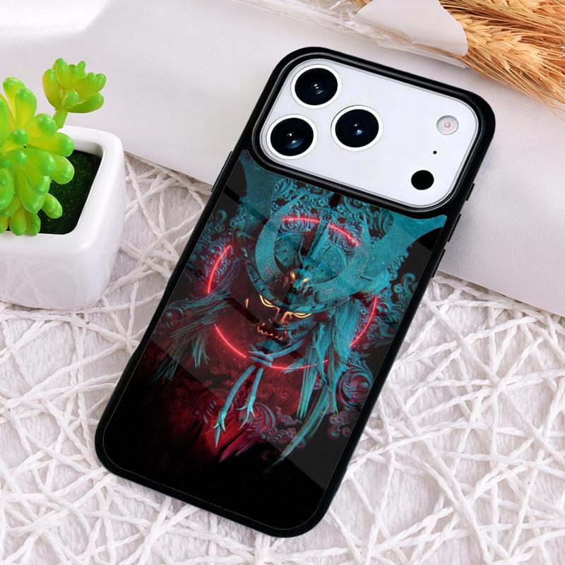 Masque Casque de Guerrier Japonais Samouraï Housse de Téléphone Souple Résistante aux Chocs pour iPhone 17 Air 16e 15 11 12 14 13 Pro Max Coque