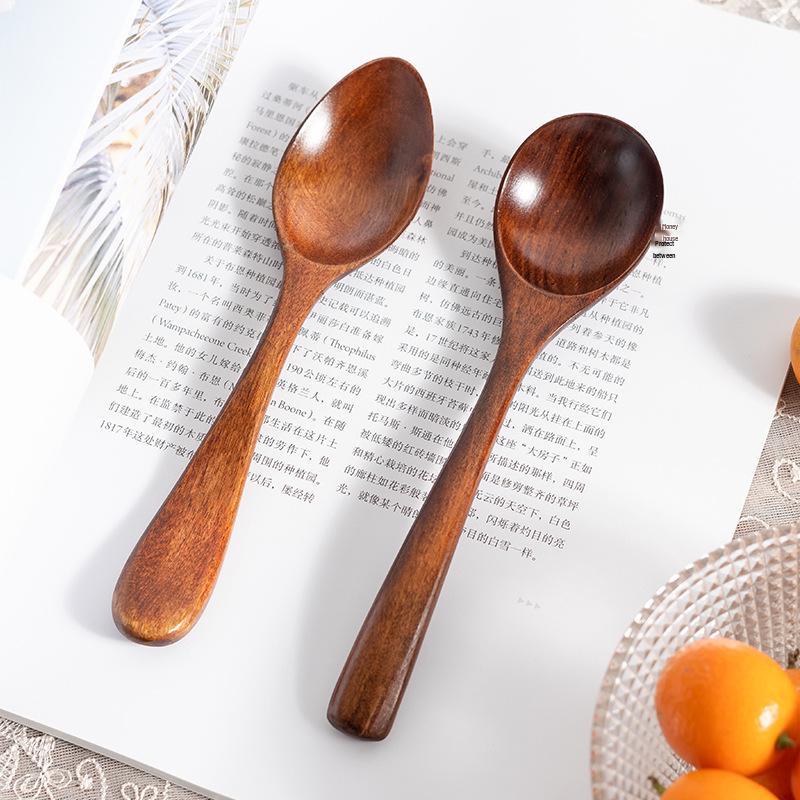 Camphor Wood Multi-Purpose Spoon Set: Coffee, Milk Tea, Honey, Dessert, Soup & Fork for Adults and Children.