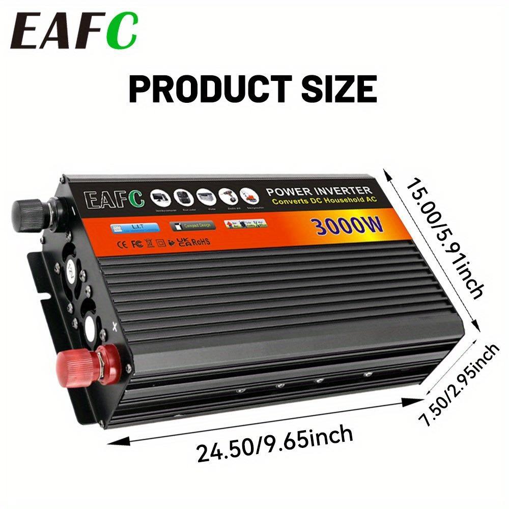 EAFC Neues Upgrade Hochleistungs-Wechselrichter 3000W Spitzenleistung 12V DC auf 220V-240V AC Konverter, mit eingebautem 5V/ 2.1A USB