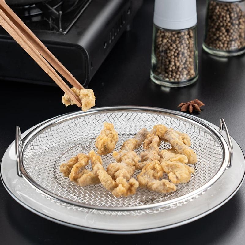 Stal nierdzewna Durszlak do smażenia Szef kuchni Wędkarski Cedzak Łyżka z podwójnym uchem z rączką Kuchenna patelnia do filtrowania oleju Frytki