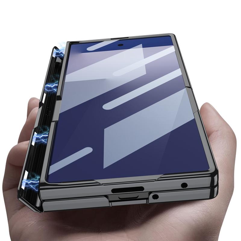GKK Clear Electroplated Plating Hard PC Protective Folding Phone Case with Bracket Stand Holder Case for Samsung Galaxy Z Fold 7