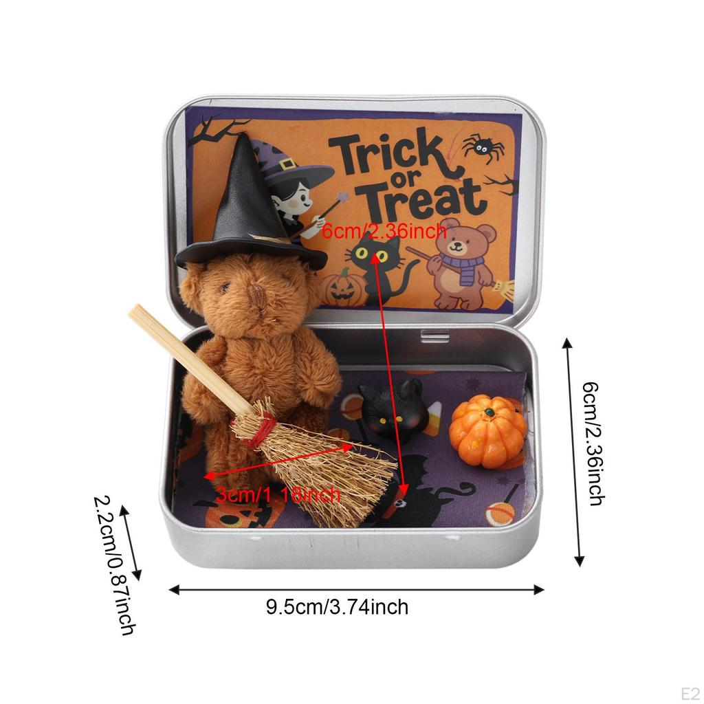 A Box Halloween Decoration Black Cat Pumpkin Ornaments for Boys Girls Mini Witch Broom Stuffed