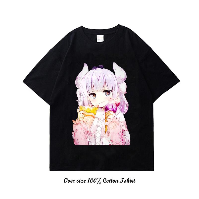 Anime Miss Kobayashis Dragon Maid Graphic Print T Shirt Fashion Plus Size Cotton Crew Neck Short Sleeve T Shirt Women Unisex