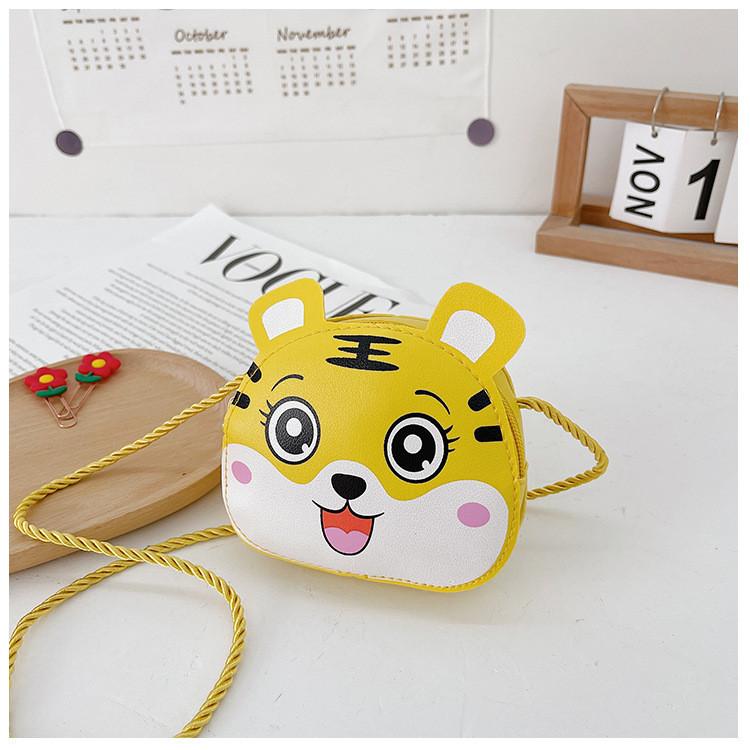 Adorable Cartoon Tiger Kids Crossbody Bag Durable Breathable Pu Leather Toddler Shoulder Bag