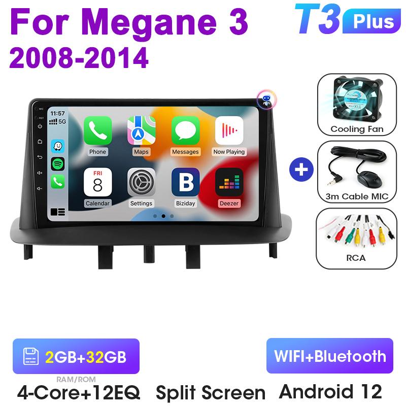 Android 12 Car Radio For Renault Megane 3 Fluence 2008 - 2014 GPS Carplay Auto 2 Din Stereo Intelligent Systems Smart Autoradio
