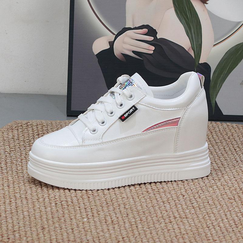 Fashion 8CM Genuine Leather Vulcanize Summer High Brand Comfy Spring Autumn Platform Vulcanize Women Chunky Sneaker Loafer Shoes