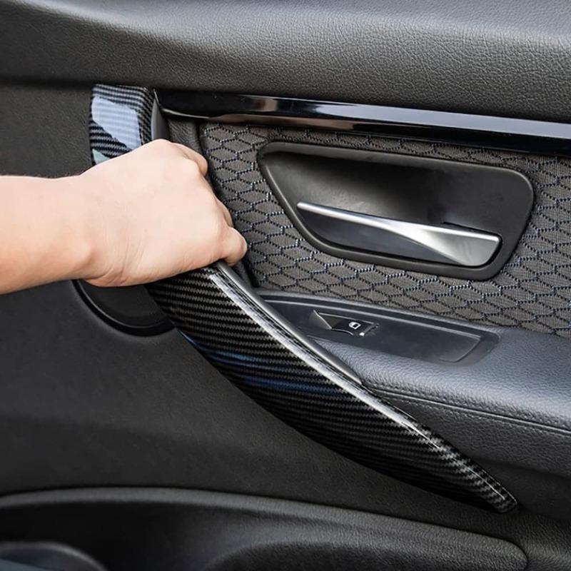 4pcs Carbon Fiber Style Interior Door Handle Covers, Suitable for BMW 3 Series F30/F31 (2013-2018) чёрный