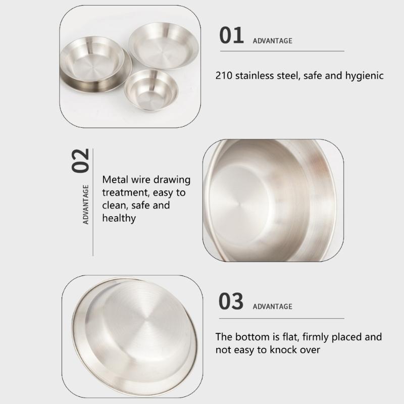 Set of 16 Stainless Steel Camping Plates Outdoor Dinnerware Barbecue Tableware Travel Friendly Meal Plate Cookwares