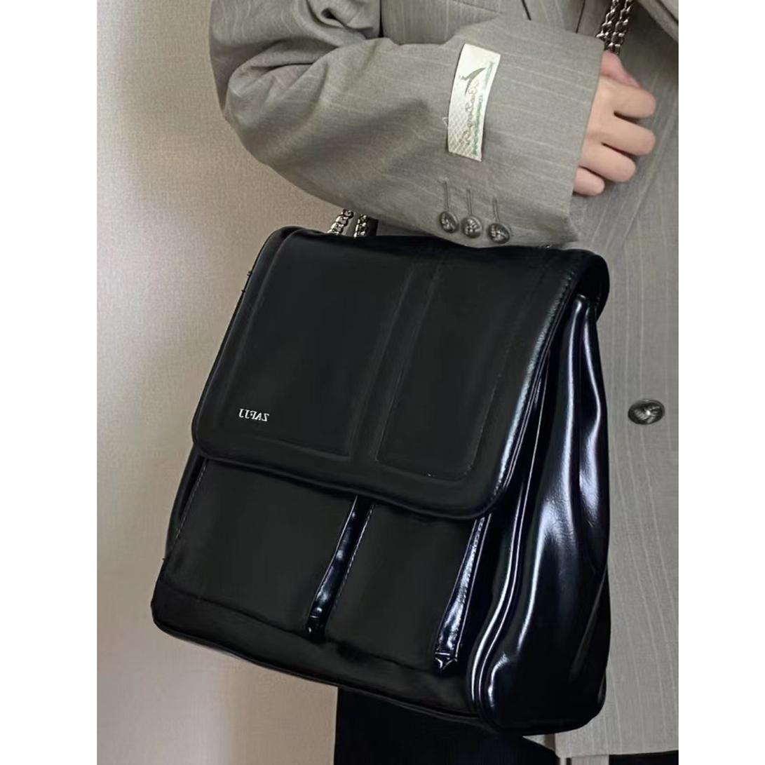 

Черная кожаная сумка через плечо для женщин 2023 года, большая вместимость, Y2k, Mochila, женская винтажная однотонная сумка-мессенджер, эстетичная сумка-мессенджер чёрный