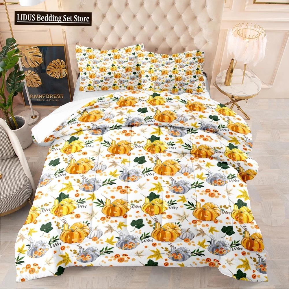 Halloween Duvet Cover Set Pumpkin Lantern Pattern Comforter Cover King Queen Size For Kids Boys Girls Gift Polyester Bedding Set