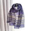 New Silk Scarf Women's Scarf Shawl Striped Mulberry Silk Scarf Sunscreen Large Silk Scarf