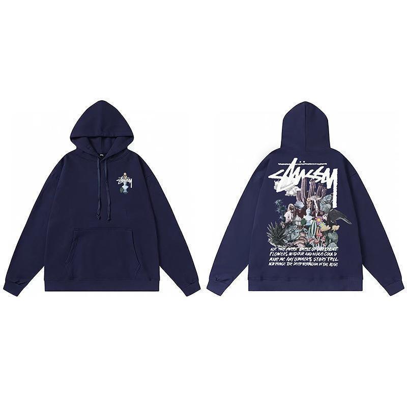 Stussy Mens Hooded Sweatshirt Casual Loose Fit Streetwear Printed Pullover