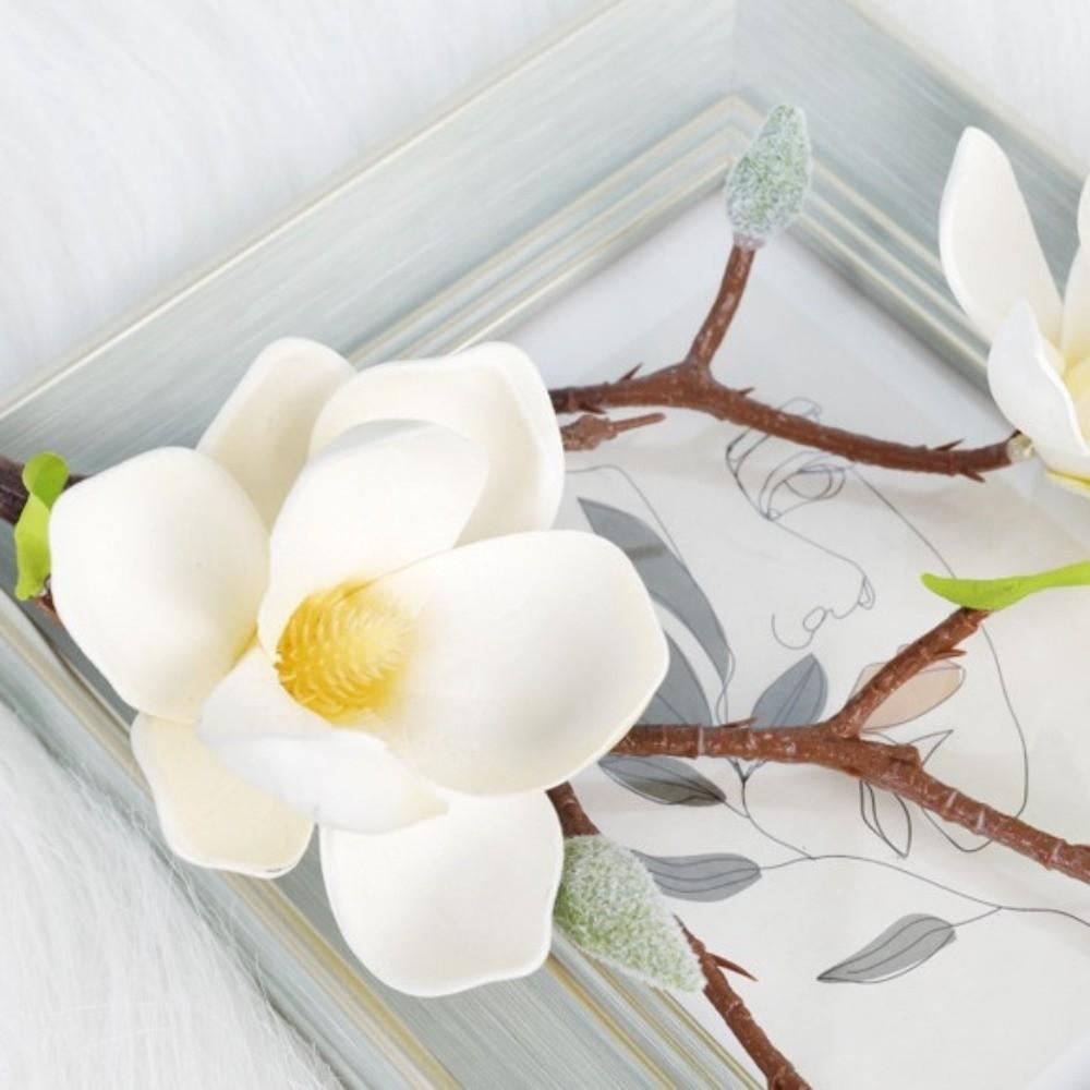 Handmade Artificial Magnolia Flower Real Touch Faux Magnolia Branch  Home Living Room Decor