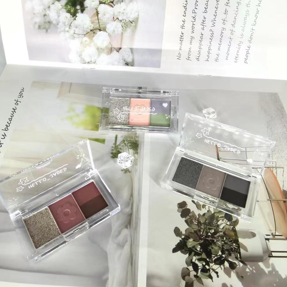 JADED 2022 New Pocket Eyeshadow Palette: Four-Color Black Rose Earth Tone Matte & Glitter Shades