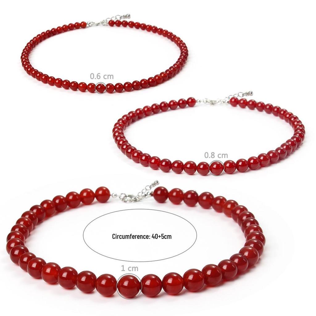 Handmade Red Agate Beaded Necklace: Women's High-End Chinese Style Clavicle Choker