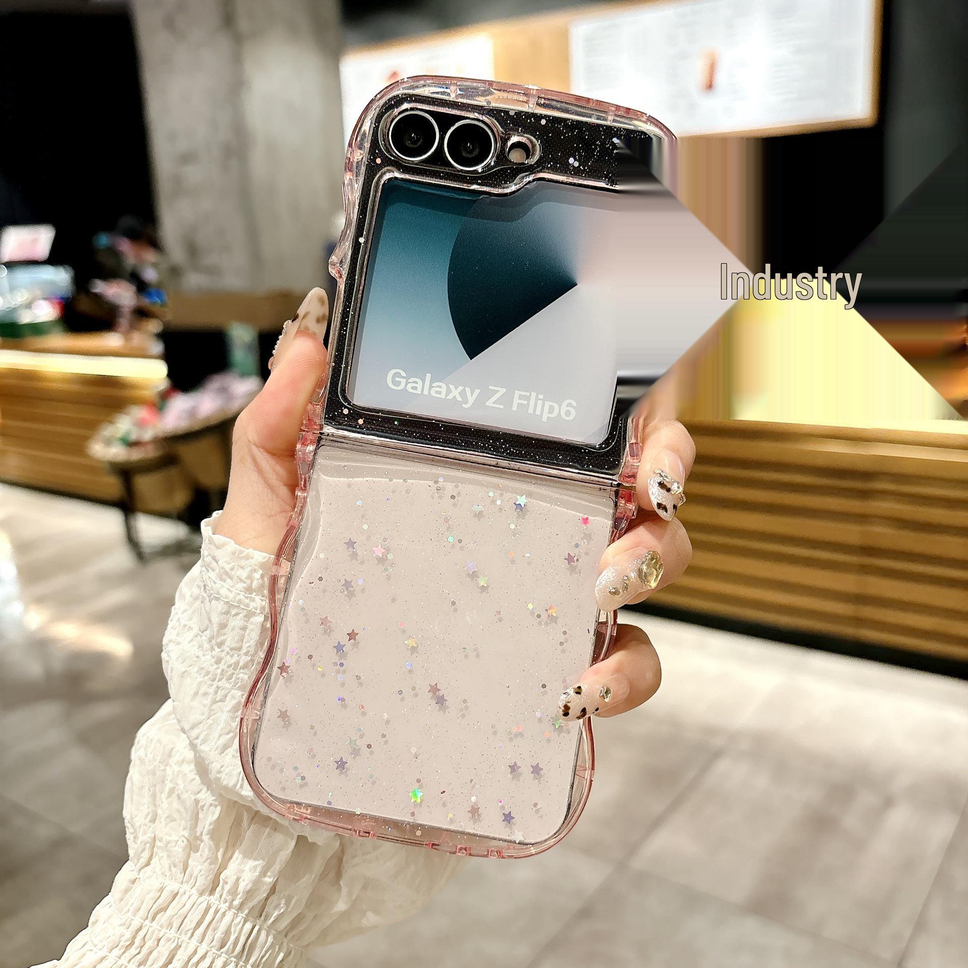 

Gradient Glitter Galaxy Z Flip6 Case for Samsung Z Flip5 - Foldable Epoxy Protective Cover Compatible with Z Flip4