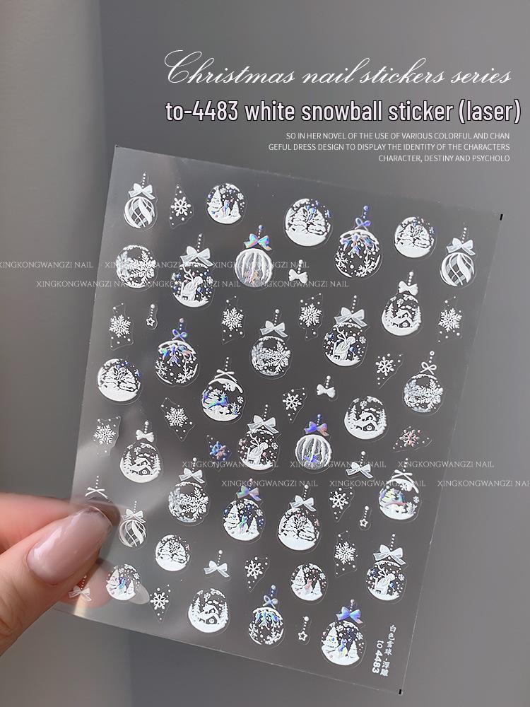 2024 Crystal Diamond Snowflake Nail Stickers - Christmas Tree & Snowman Designs