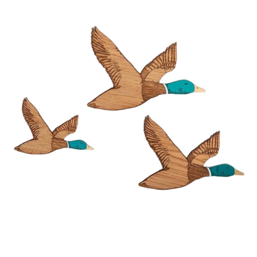 3pcs Duck Ornaments Collection Wooden Flying Ducks Wall Art For Farmhouse Decor Duck Ornament Dad