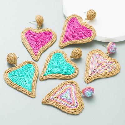 Boucles d'oreilles Style amour brise de plage pour femmes, tissées à la main, couleur bonbon, boucles d'oreilles pendantes