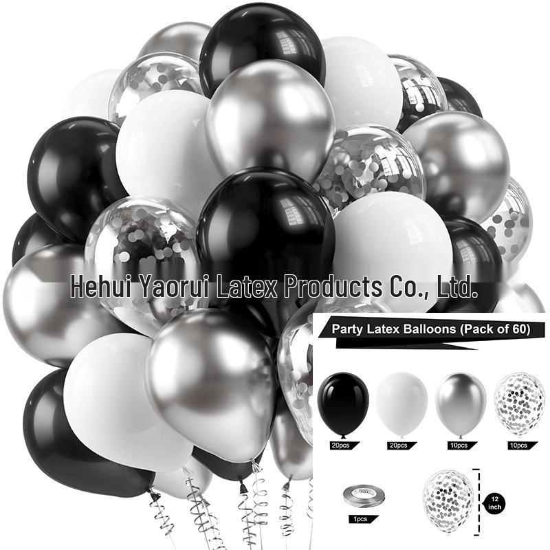 60-Piece 12" Vintage Color Glitter Balloon Set for Birthday Parties