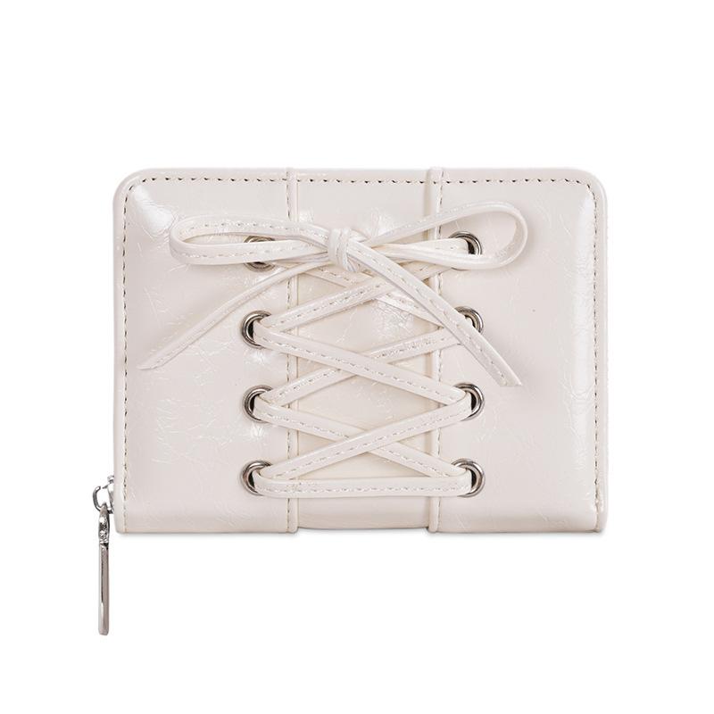 Simple Korean Bow Wallet Ultra Thin Short Clutch Card Bag Multi- Zipper PU Leather Card Holder Travel Coin Purse