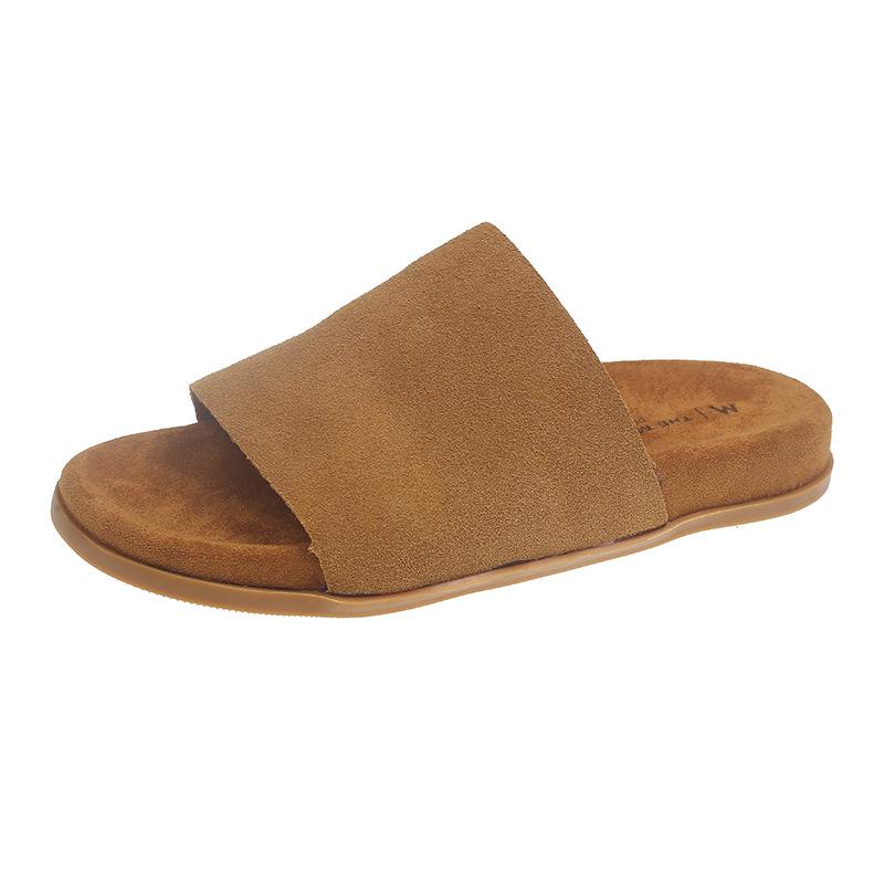 Retro one-word slippers for women to wear autumn new fashion lazy shoes platform slippers