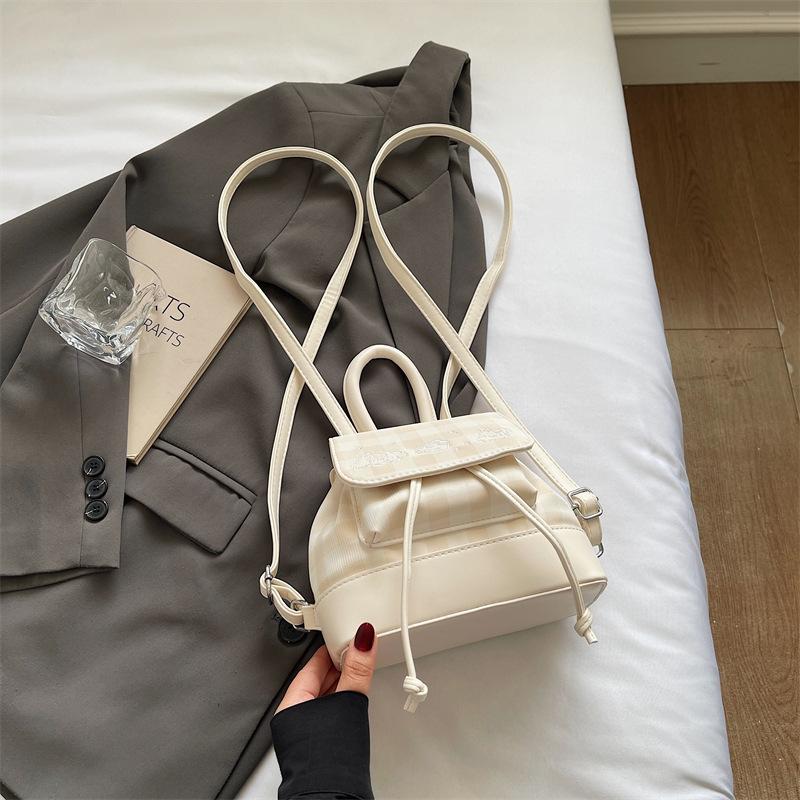 Винтажный рюкзак-сумка в студенческом стиле женский летний новый контрастный цвет модный рюкзак портативная сумка-ведро тренд