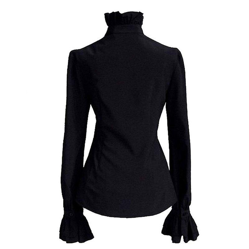 2023 New European and American Women's Pleated Shirt Medieval Clothing Steampunk Victorian Top Inner Layer
