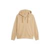 Solid Color Casual Loose Full Zip Hooded Long Sleeve Sweatshirt Women Sweatshirt Brown 676003-84