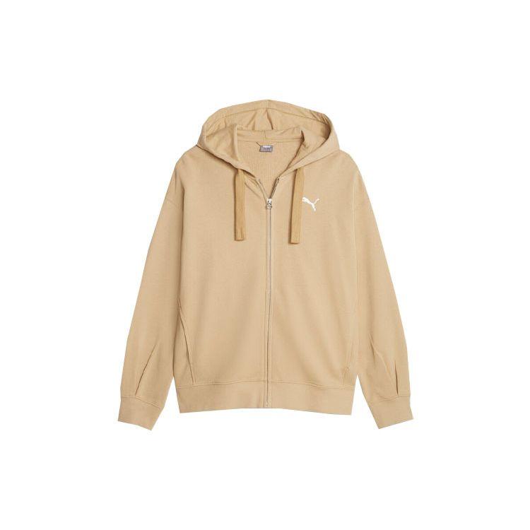 Puma Solid Color Casual Loose Full Zip Hooded Long Sleeve Sweatshirt Women Sweatshirt Brown 676003-84