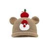 Cute Bear Apple Knitted Hat for Women New Autumn and Winter Warm and Versatile Pullover Hat Showing Face Small Woolen Hat
