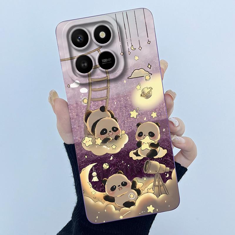 Case For Honor X7d Cute Panda Sweet Girls Cats Liquid Silicone Soft Back Cover For Honor 400 Smart 5G Bumper Protective Casing