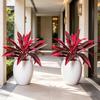 Large Realistic Artificial Fern Dragon's Blood Tree Plants, UV Resistant Fake Ferns with Pink Purple Leaves for Outdoor Garden, Patio, Wedding,