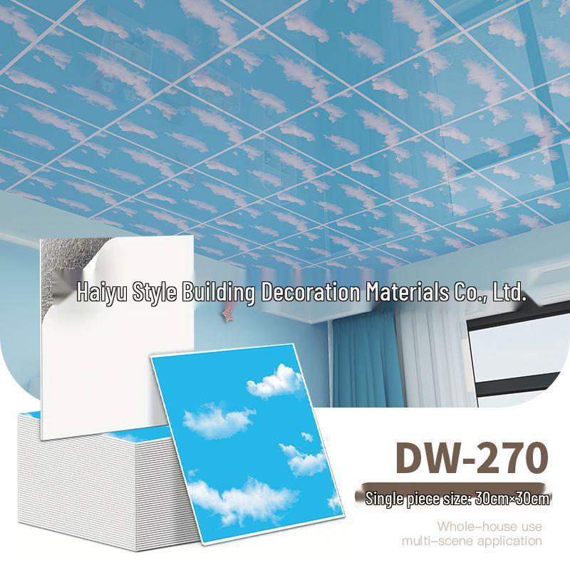 30x30cm Selbstklebender Deckenaufkleber für Badezimmer, Schlafzimmer & Küche - Feuchtigkeitsbeständige Dekorative Tapete