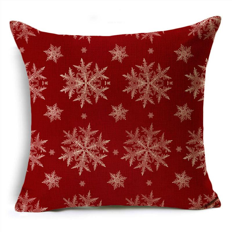 Veselé Vánoce povlečení na polštář 40/45/50 cm Santa sněhová vločka Elf sob Červený potah na polštář na pohovku