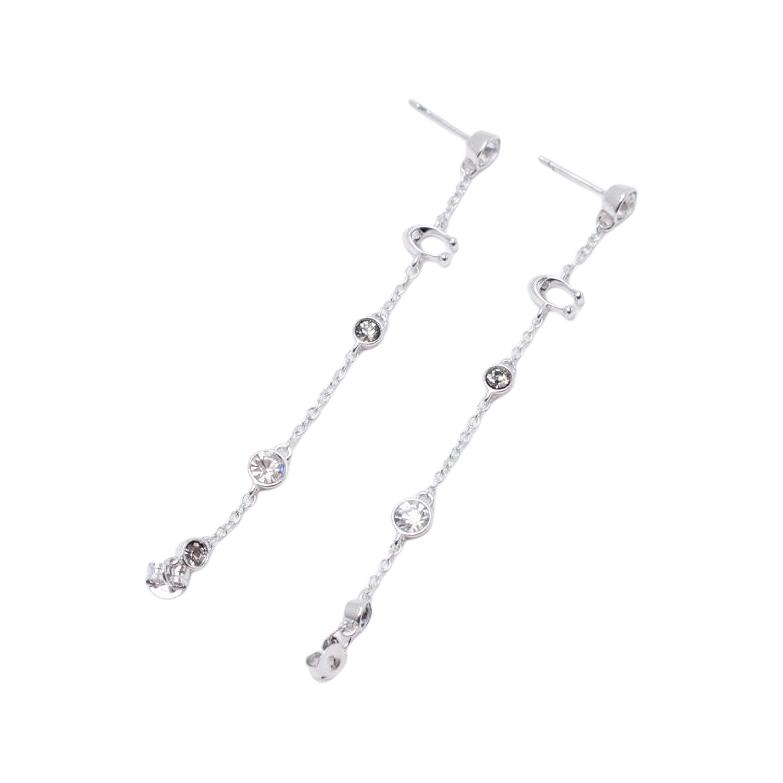 

Coach Exquisite Gold-Plated Brass Glass Earrings Women earrings Silver C9451-ABJ Basic Packaging-Box Not Included,F,Silver