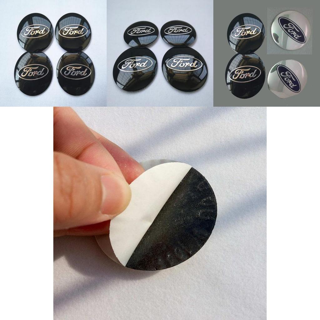 Elegant 4 Stück 56mm Auto Radnabenkappen Emblem Aufkleber für Ford Schwarz und Blau
