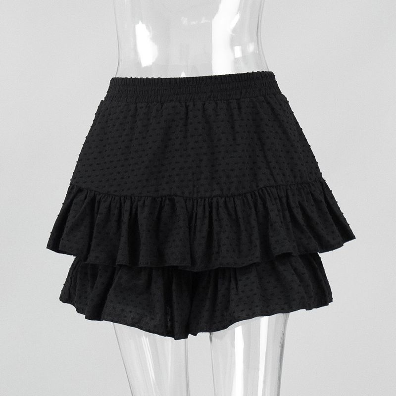 

Western Style New Elegant Solid High Waist Cake Skirt Skirt Solid Color Skirt Pants Black S