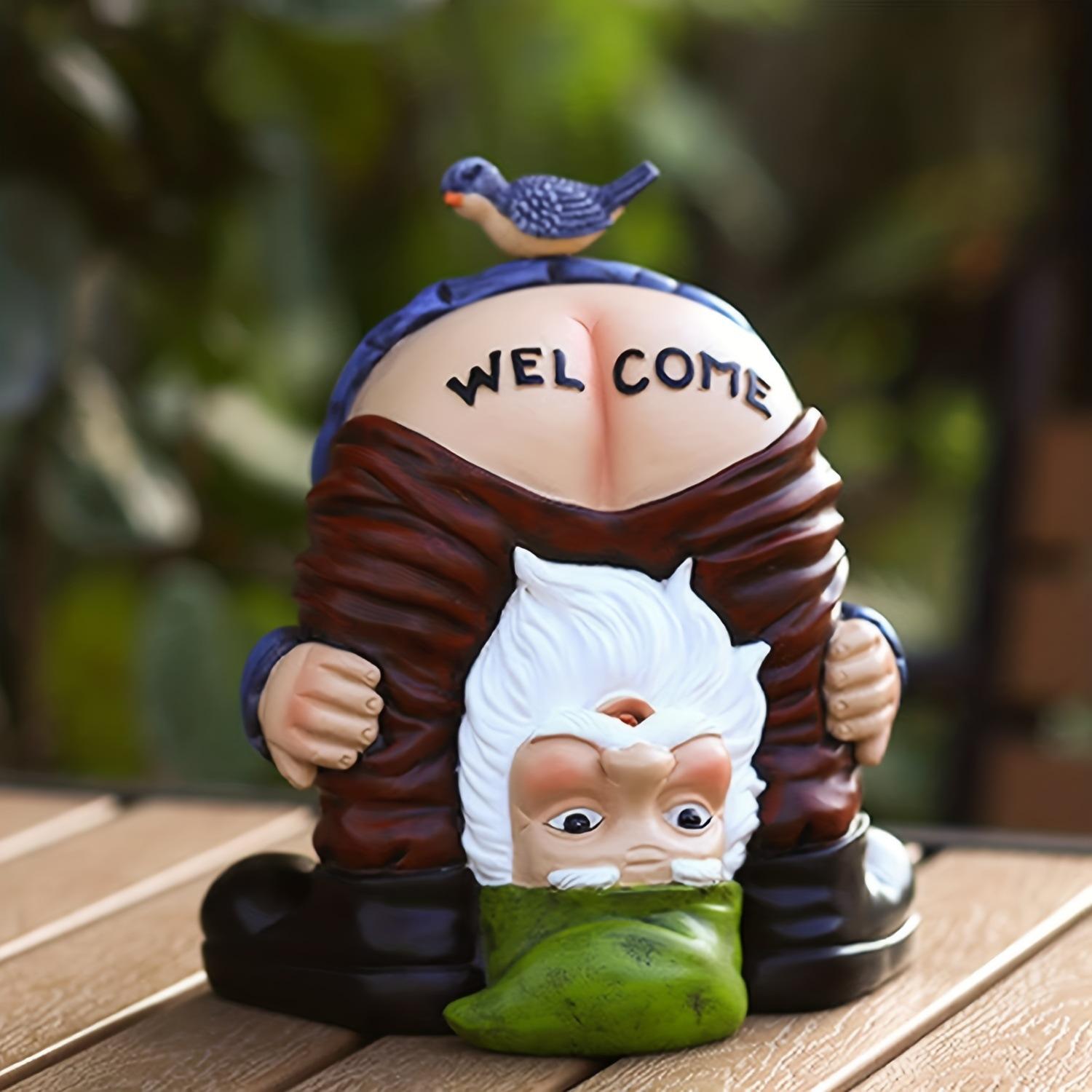 Fun Garden Birds Welcome Statue Resin Crafts Ornament, Outdoor Terrace, Lawn, Yard Decoration