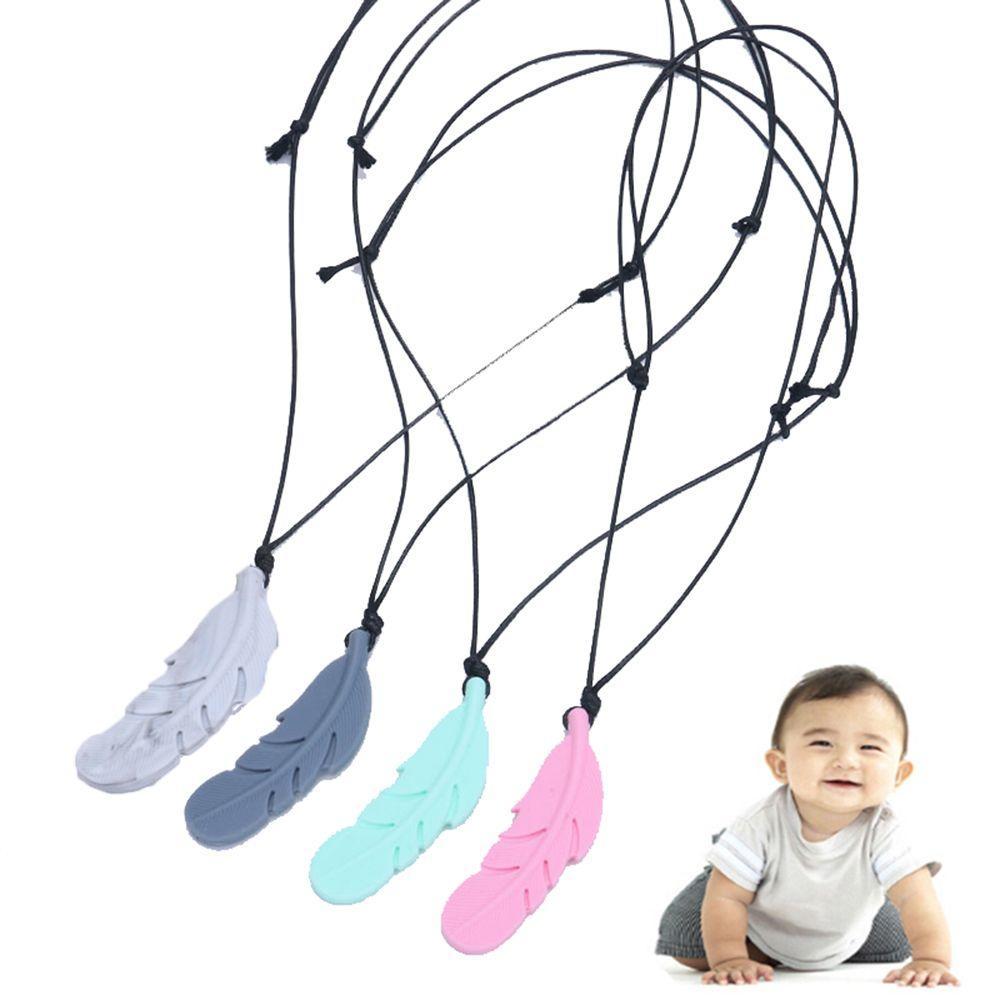 Nursing Feather Baby Pendant Teether Silicone Soother Chew Toy Teething Necklace