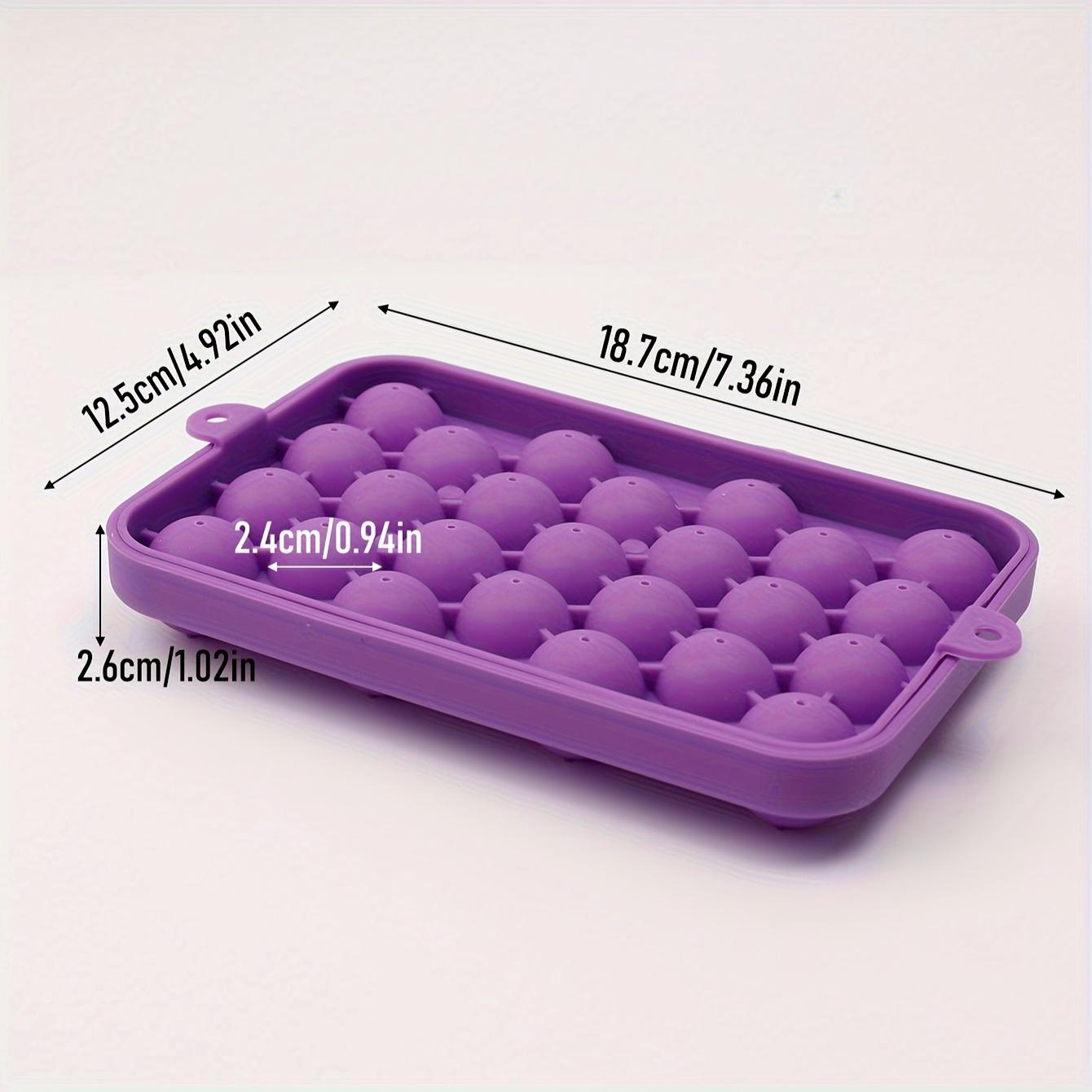 

1pc Silicone Sphere Ice Cube Tray, 25 Cavity Non-Stick Round Ice Mold with Lid, Easy Clean Food-Grade Ice Maker for Home Use фіолетовий