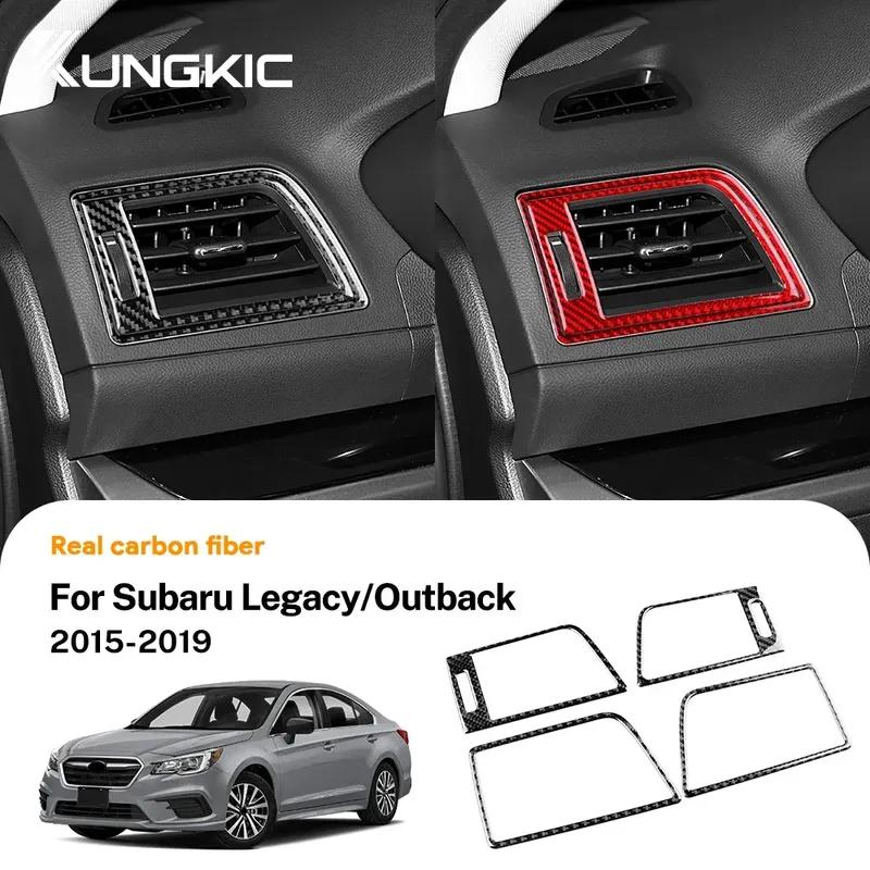LHD RHD Car trument Air Outlet Real Soft Carbon Fiber Sticker for Subaru Legacy Outback 2015 2016 2017 2018 Accessories