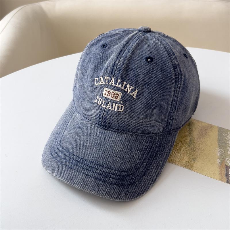 Korean Version of Letter Embroidery Fashionable New Style Simple Baseball Hat for Women Showing Face Small Big Head Dog Tail Sun Hat Sports Style