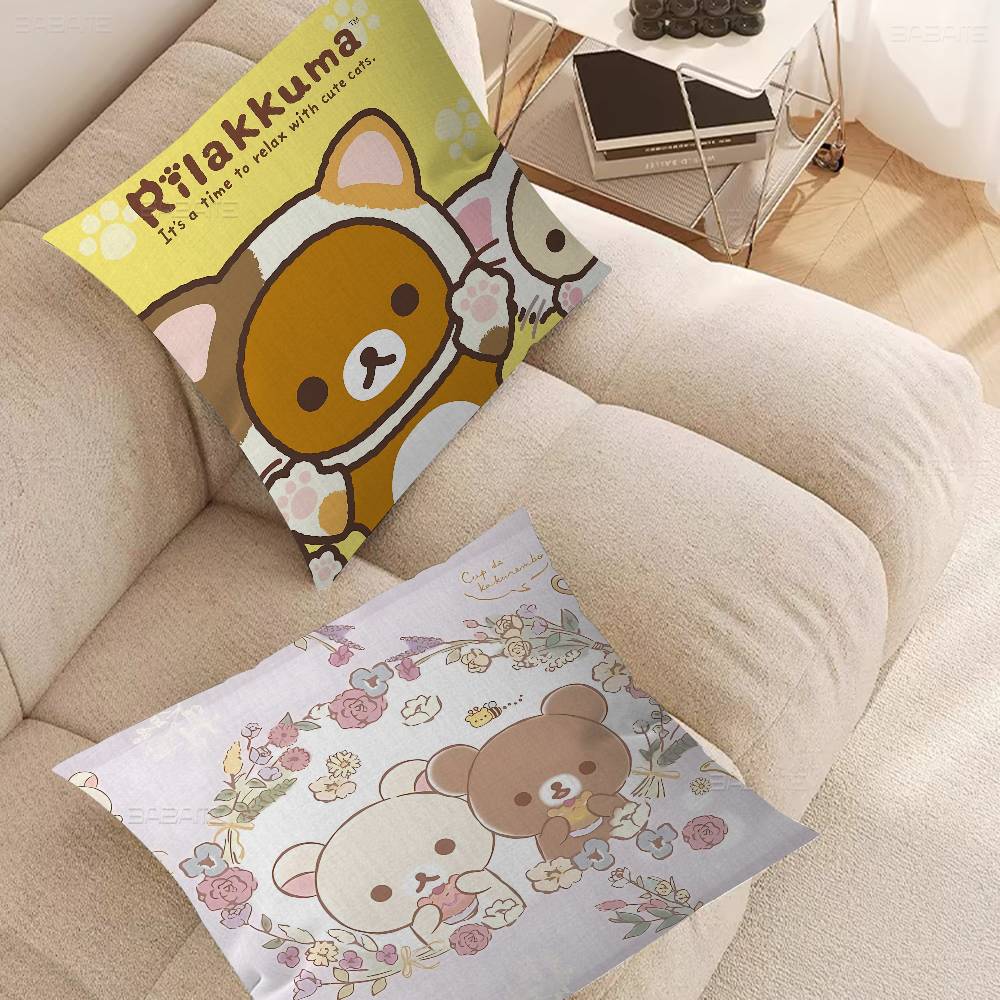 Japan Anime Cute Cartoon R-Rilakkuma Cushion Cover Inches Farmhouse Decor Home Throw Pillow Covers For Couch Decorations