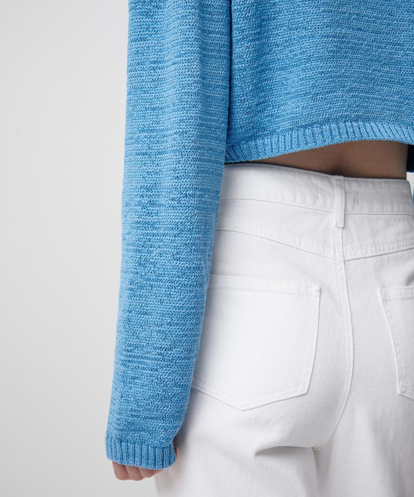 MUSINSA STANDARD WOMAN Women'S Flat Yarn Crop Knit [Blue]