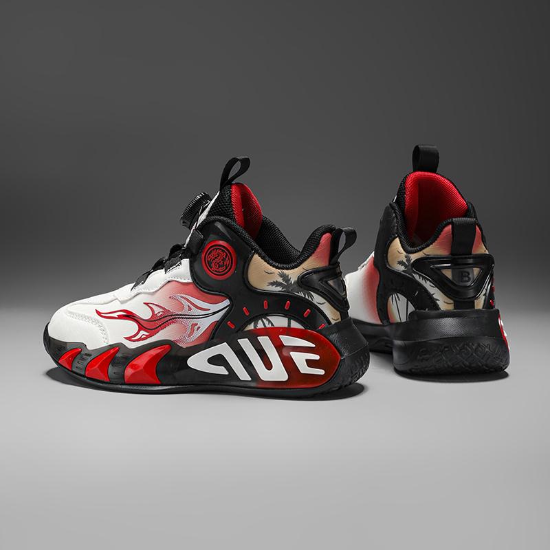 28-40 Children's Large Size Anti Slip Wear-resistant Convenient and Fashionable High Top Basketball Shoes Sports Shoes, White Shoes